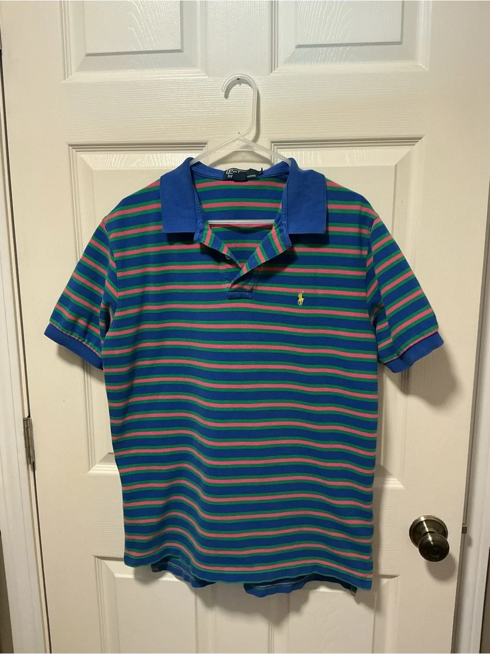 Vintage Polo Ralph Lauren Striped Polo Shirt Men’s XL Blue Green Pink Cotton
